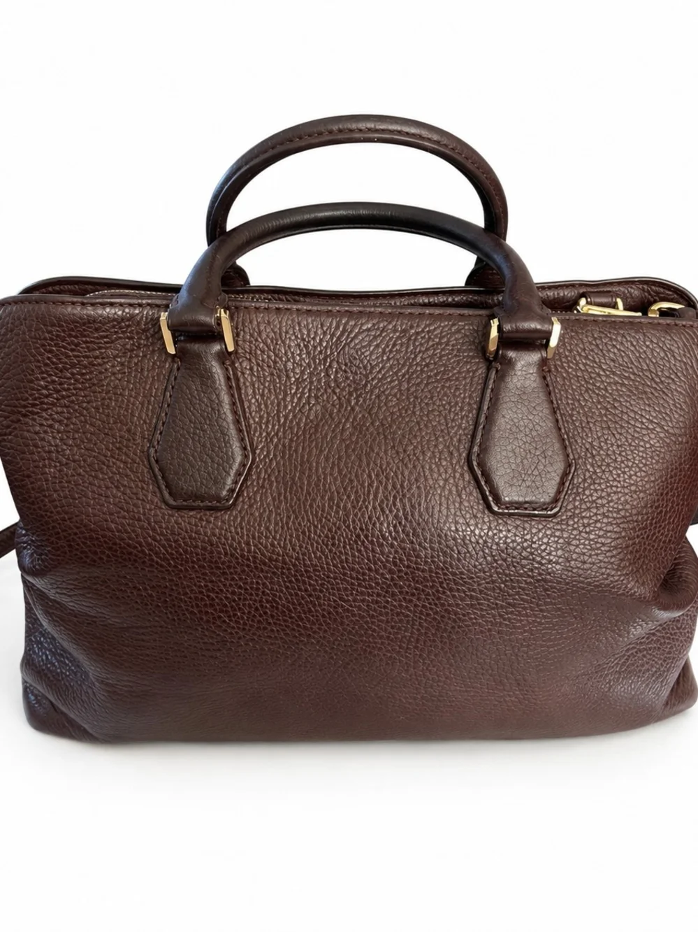 Michael Kors Dark Brown Pebbled Shoulder Bag with Gold Hardware